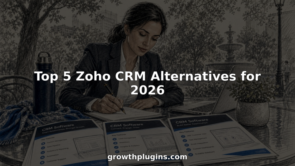 Businesswoman comparing CRM software brochures