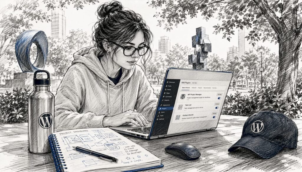 WordPress user configuring self-hosted project tool