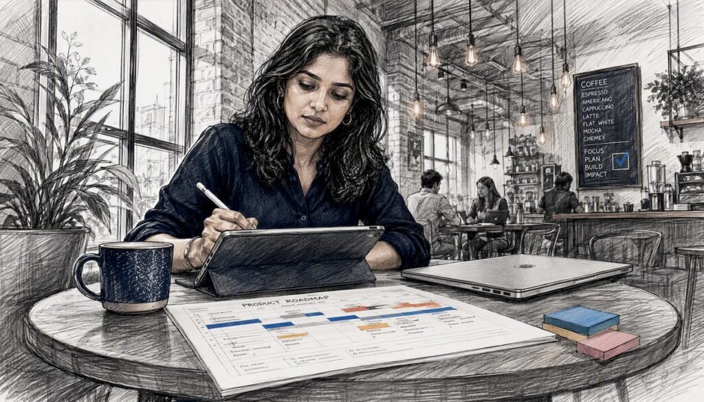 Woman working on project management tools
