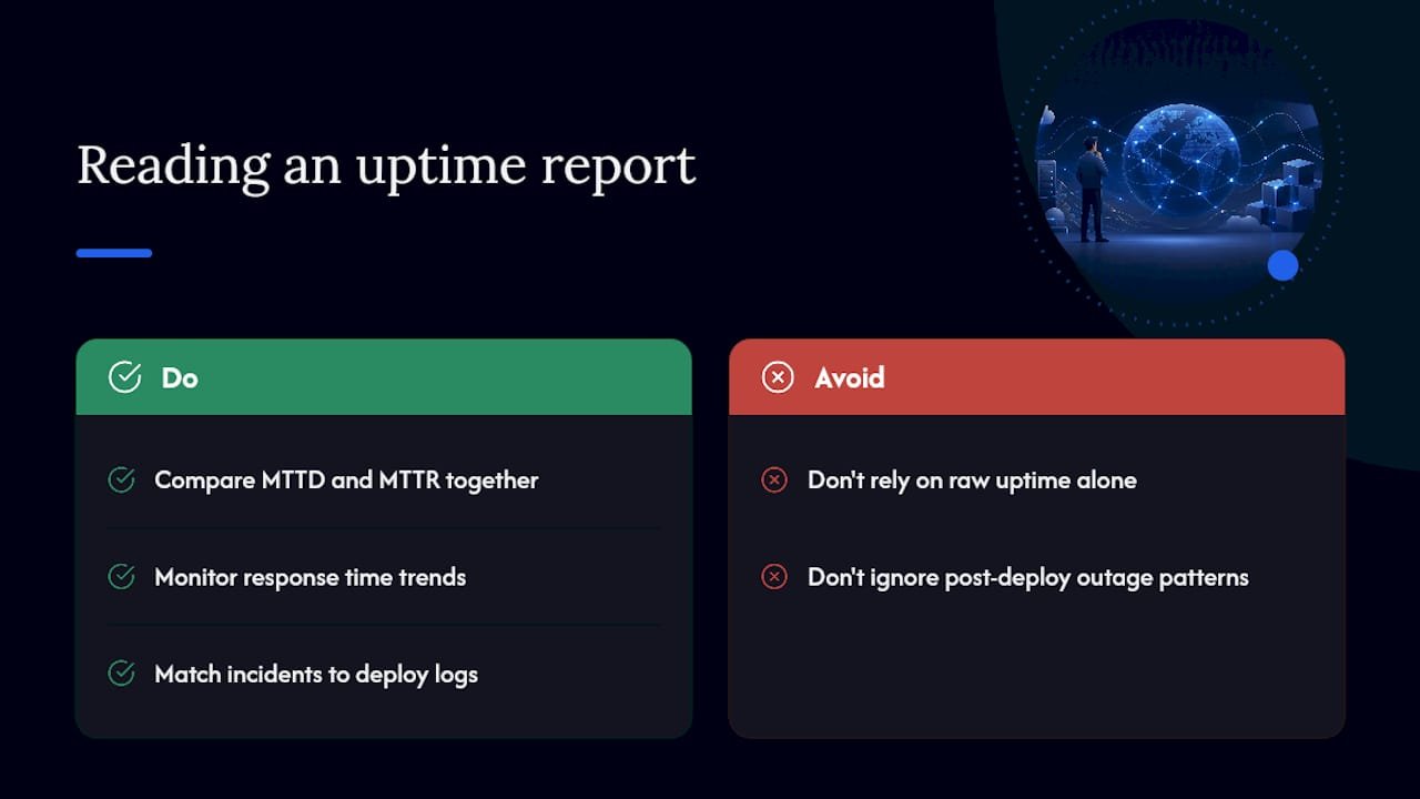 Diagram of uptime monitoring key report metrics